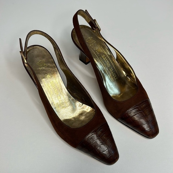 Bruno Magli Vintage Sling Back Kitten Heels - Picture 1 of 12